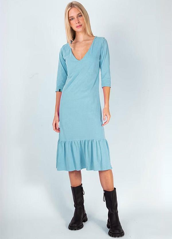 Amo Brand - Vestido Midi Babado Verde Acqua