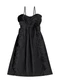 Angel - Vestido Midi Babados Tricoline Bege - variação: Preto