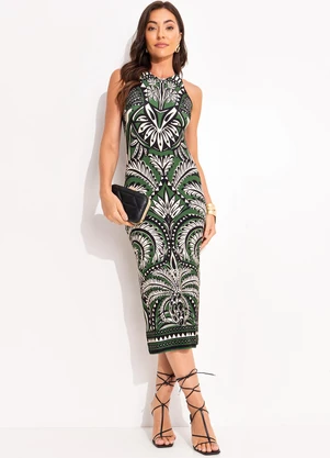 Farm Vestido Midi Balamana Verde