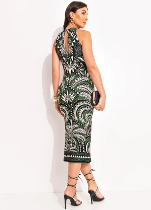 Farm - Vestido Midi Balamana Verde - FARM