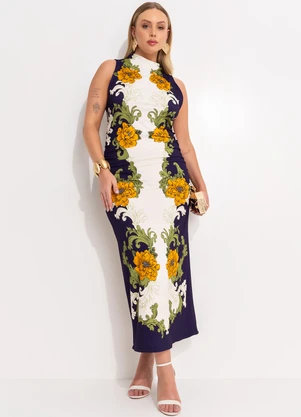 Farm - Vestido Midi Banana Real Bege - FARM