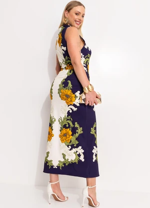 Farm - Vestido Midi Banana Real Bege - FARM