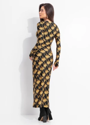 Farm - Vestido Midi Banana Tassel Mini Preto - FARM