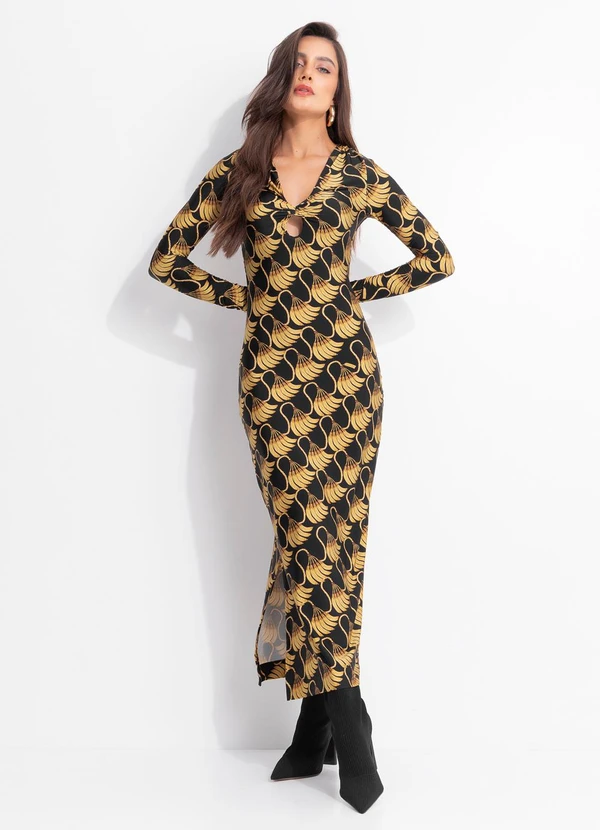 Farm - Vestido Midi Banana Tassel Mini Preto 3