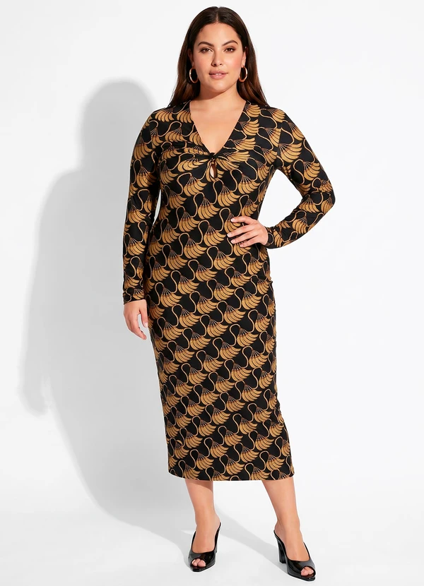 Farm - Vestido Midi Banana Tassel Mini Preto