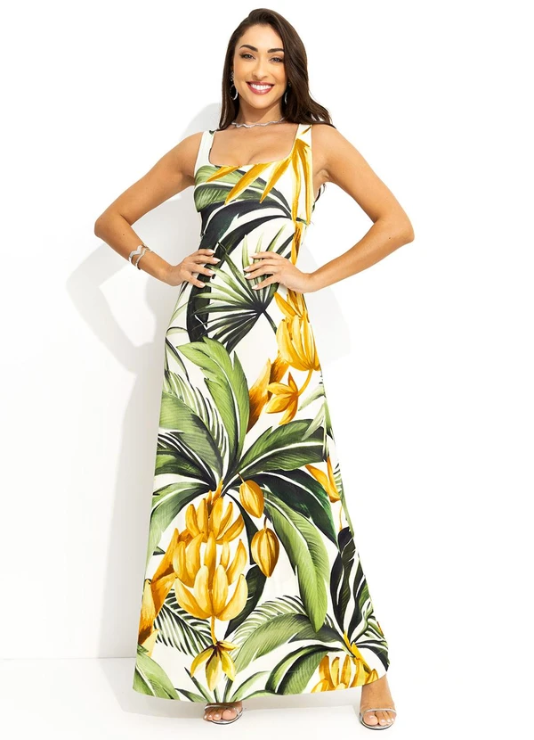 Farm - Vestido Midi Bananarte Verde