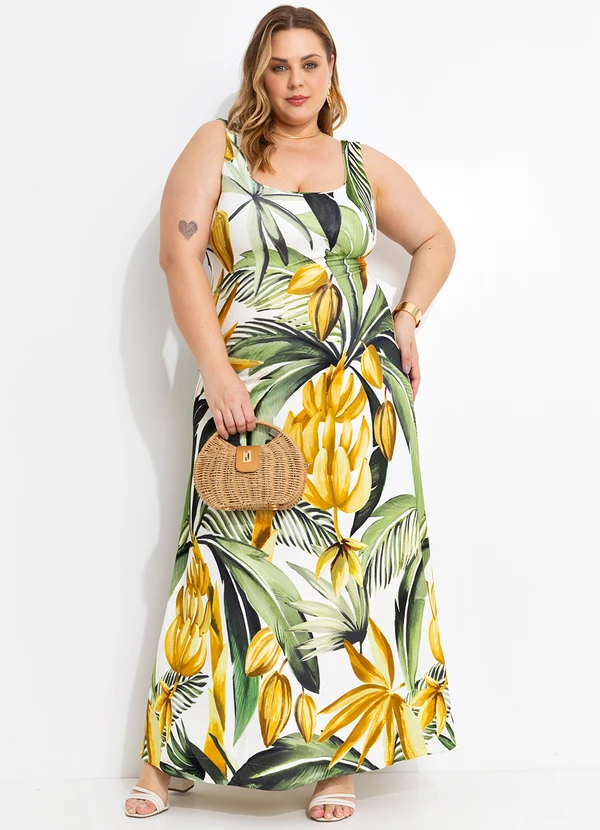 Farm - Vestido Midi Bananarte Verde 13