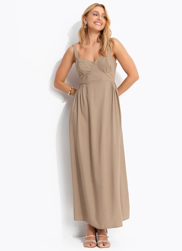Colcci - Vestido Midi Bege