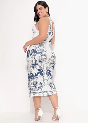 Farm - Vestido Midi Brilho Tropical Off White - FARM