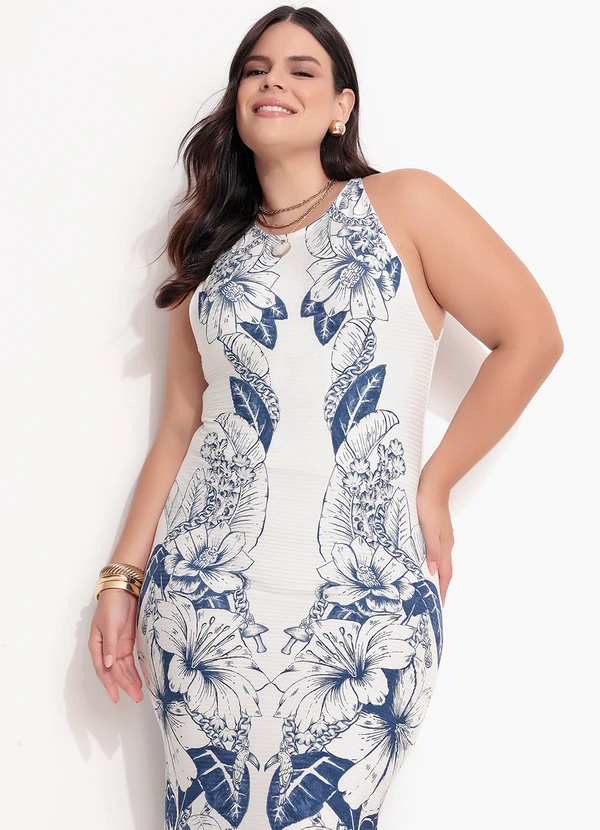 Farm - Vestido Midi Brilho Tropical Off White 3