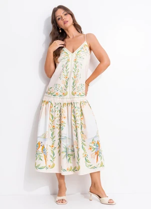 Farm - Vestido Midi Brisa de Rio Bege - FARM