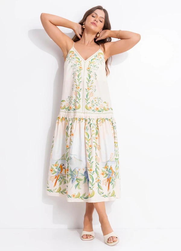 Farm - Vestido Midi Brisa de Rio Bege 3