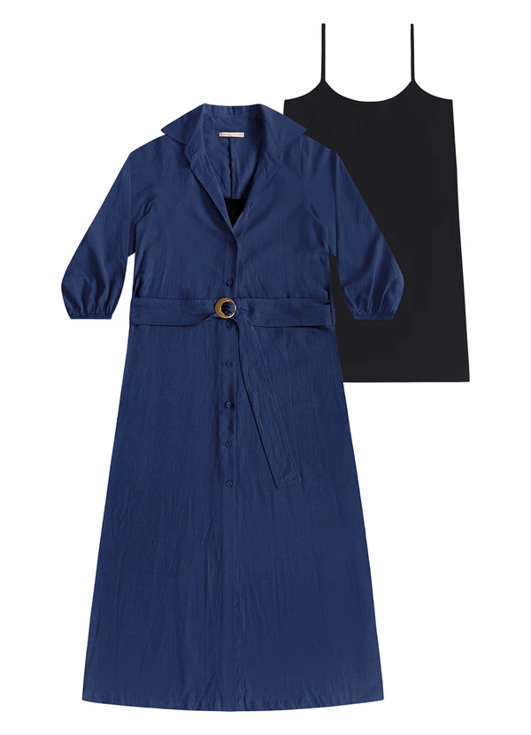 Angel - Vestido Midi C/Combinacao Azul
