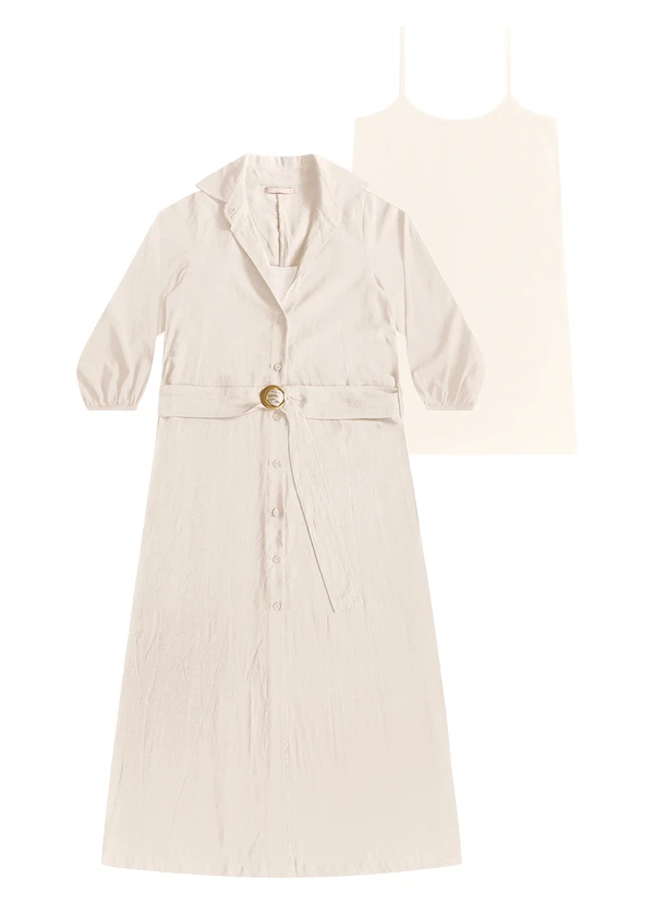 Angel - Vestido Midi C/Combinacao Bege
