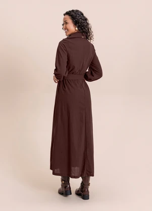 Angel - Vestido Midi C/Combinacao Marrom - ANGEL