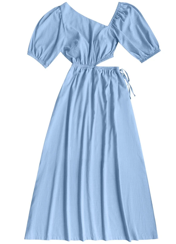 Angel - Vestido Midi Cambraia de Algodao Azul 3