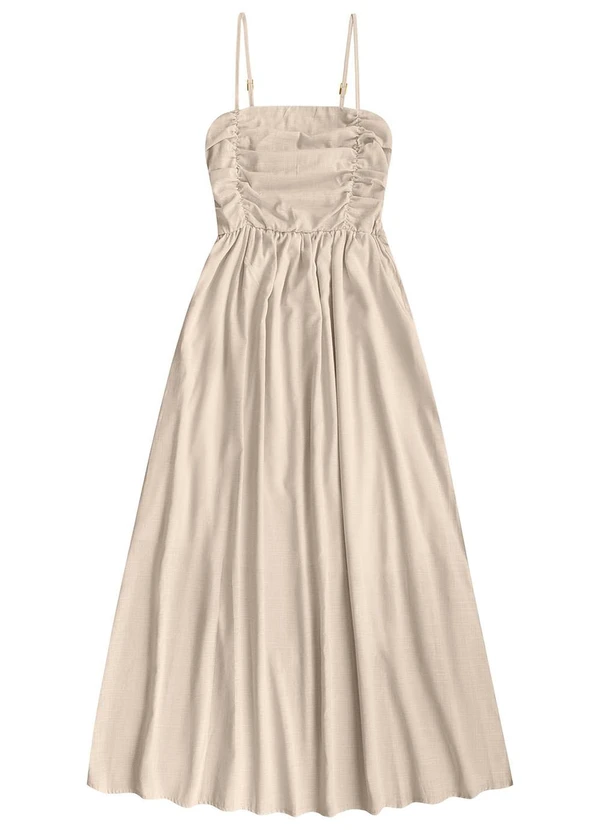 Angel - Vestido Midi Cambraia de Algodao Bege 3