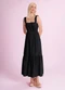 Angel - Vestido Midi Cambraia de Algodão Azul - variação: Preto