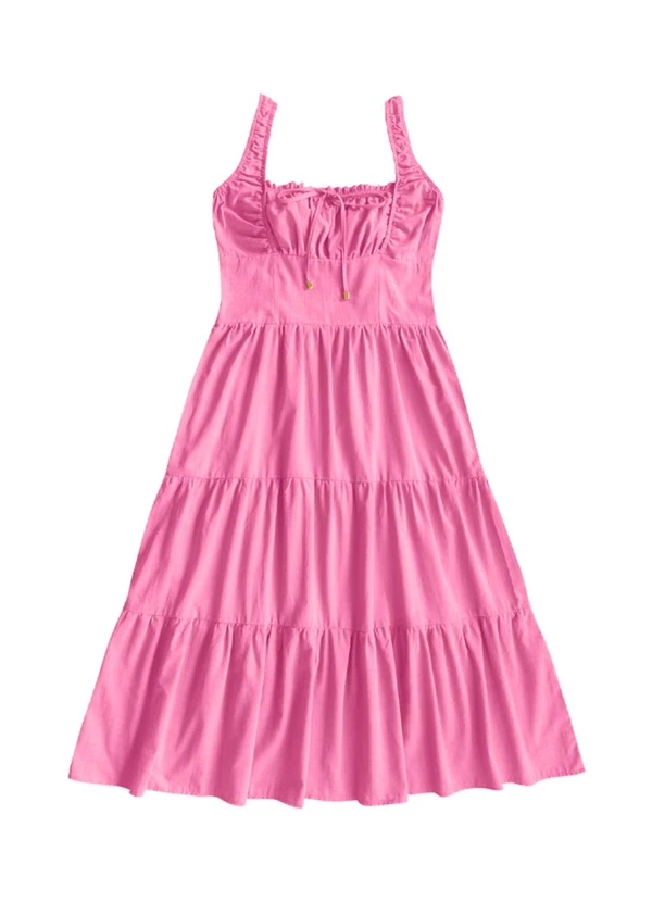 Angel - Vestido Midi Cambraia de Algodao Rosa 3