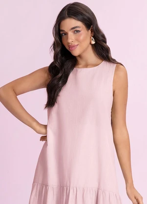 Angel - Vestido Midi Cambraia de Algodão Rosa - ANGEL