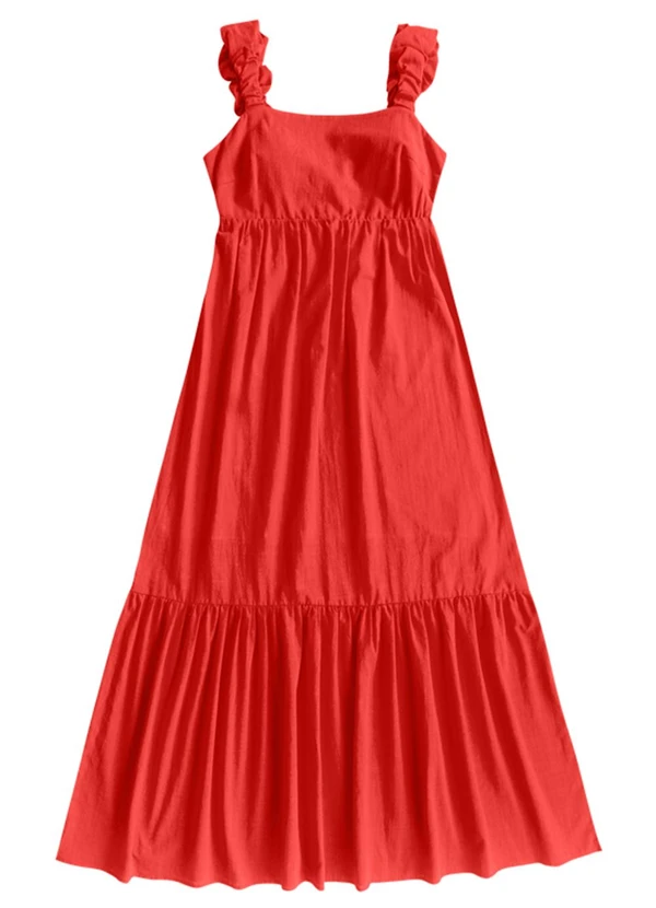 Angel - Vestido Midi Cambraia de Algodao Vermelho 4