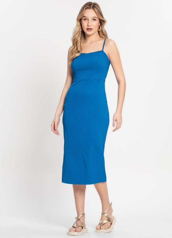 Select - Vestido Midi Canelado Azul