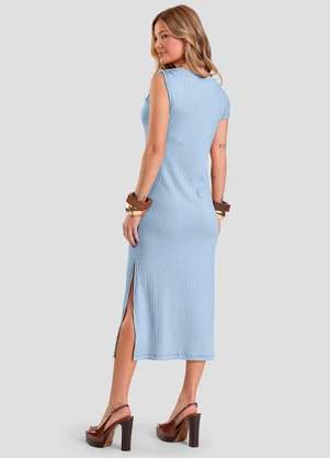Dianna - Vestido Midi Canelado Azul - DIANNA