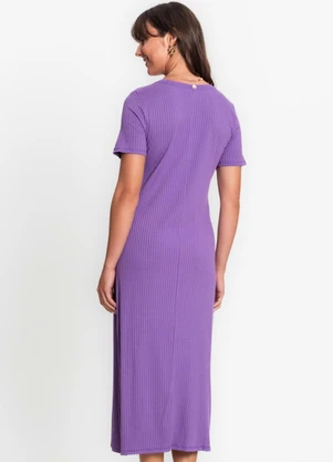 Rovitex - Vestido Midi Canelado Básico Roxo - ROVITEX