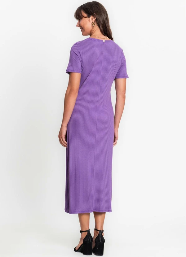 Rovitex - Vestido Midi Canelado Básico Roxo 4