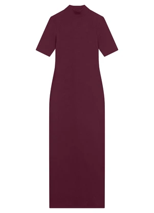 Enfim - Vestido Midi Canelado Bordô - ENFIM
