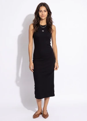 Colcci Jeans - Vestido Midi Canelado Cj Preto - COLCCI JEANS