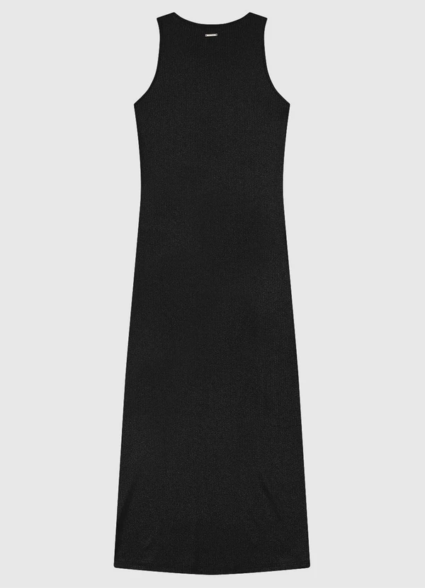 Enfim - Vestido Mídi Canelado com Brilho Preto 2