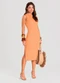 Dianna - Vestido Midi Canelado Marrom - variação: Laranja