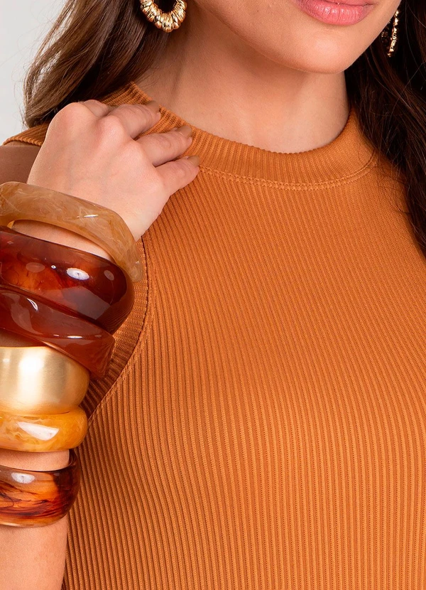 Dianna - Vestido Midi Canelado Marrom 4