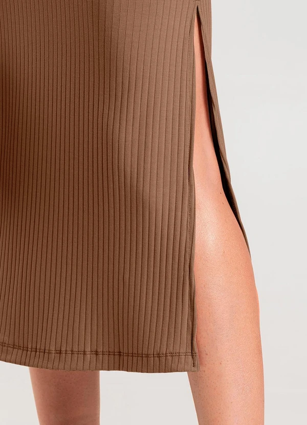 Dianna - Vestido Midi Canelado Marrom 4