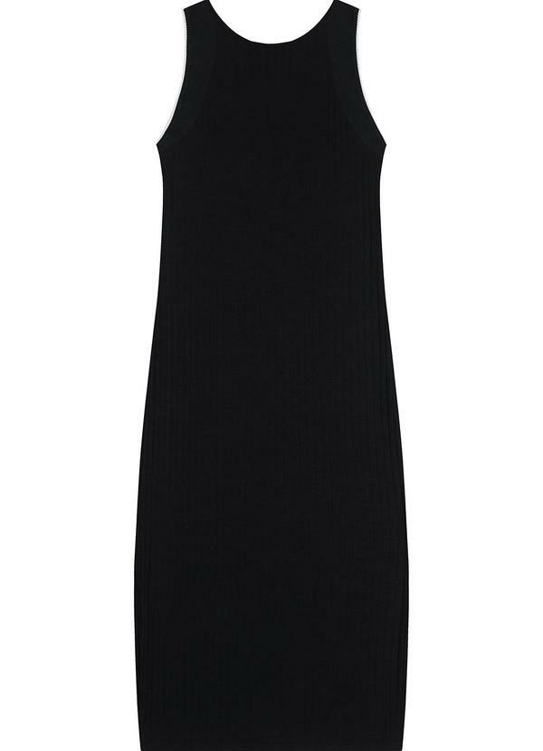 Malwee - Vestido Midi Canelado Preto