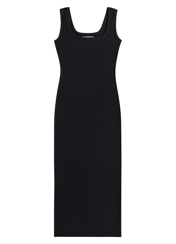 Angel - Vestido Midi Canelado Preto