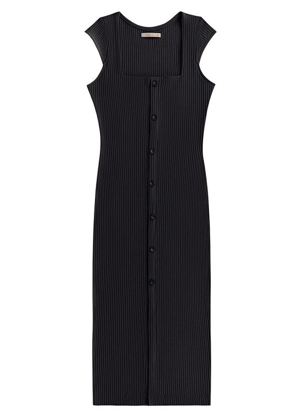 Angel - Vestido Midi Canelado Preto