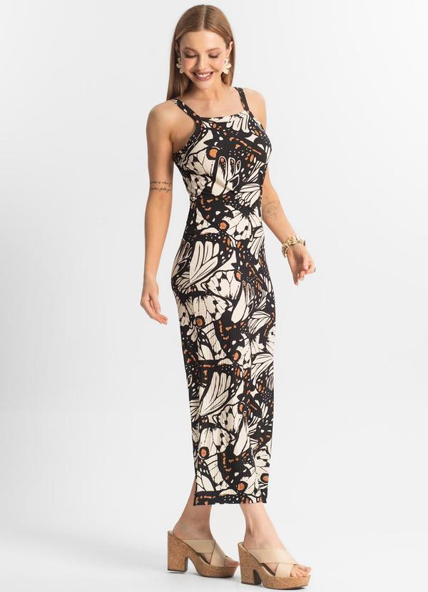 Select - Vestido Midi Canelado Preto 3