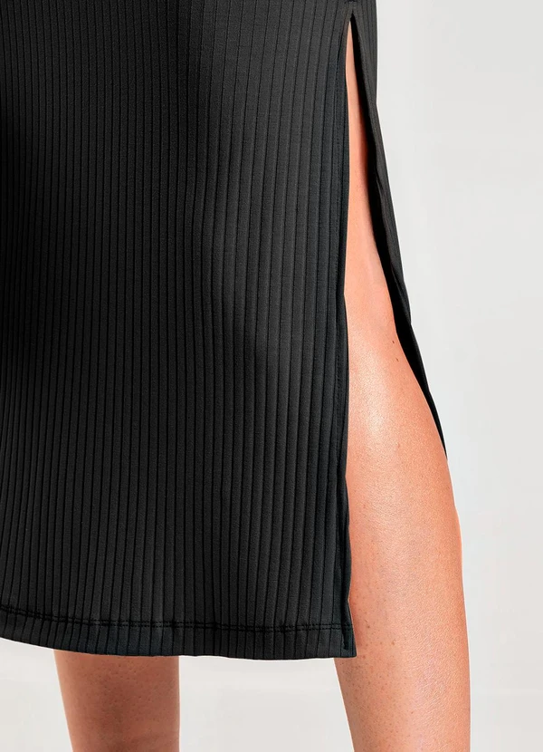 Dianna - Vestido Midi Canelado Preto 4