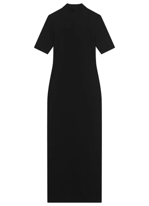 Enfim - Vestido Midi Canelado Preto - ENFIM