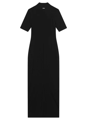 Enfim - Vestido Midi Canelado Preto - ENFIM