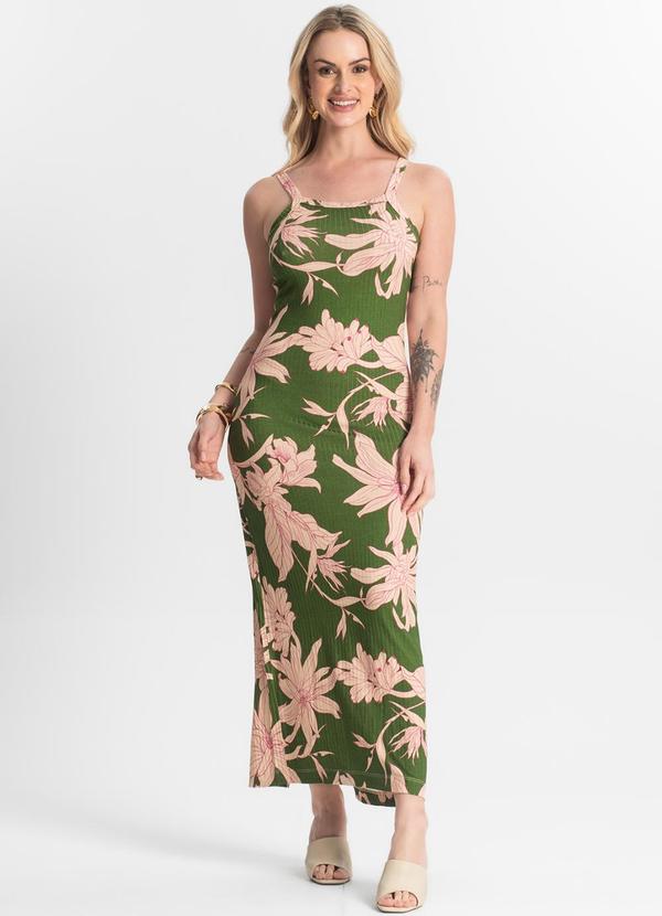 Select - Vestido Midi Canelado Verde