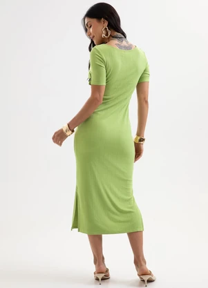 Cativa - Vestido Midi Canelado Verde - CATIVA