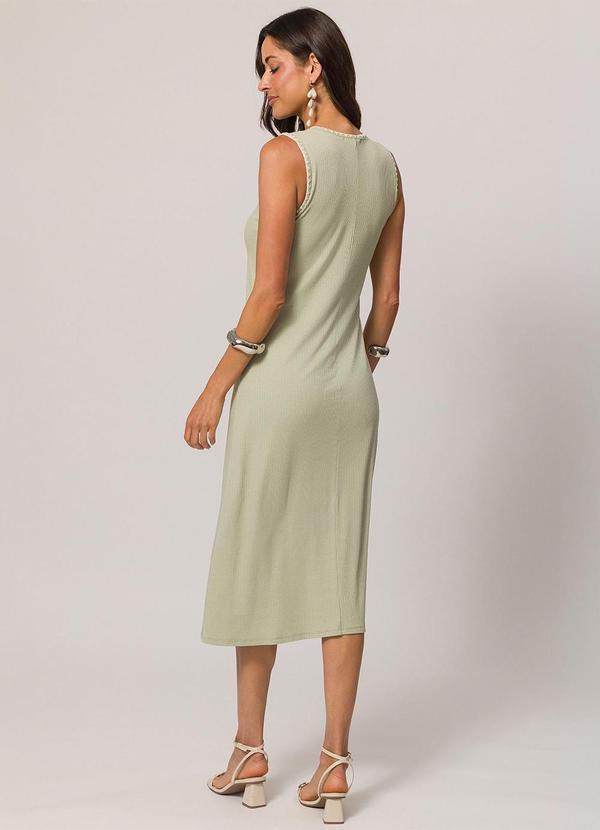 Doce Trama - Vestido Midi Cavado em Ribana Texturizada Verde 2