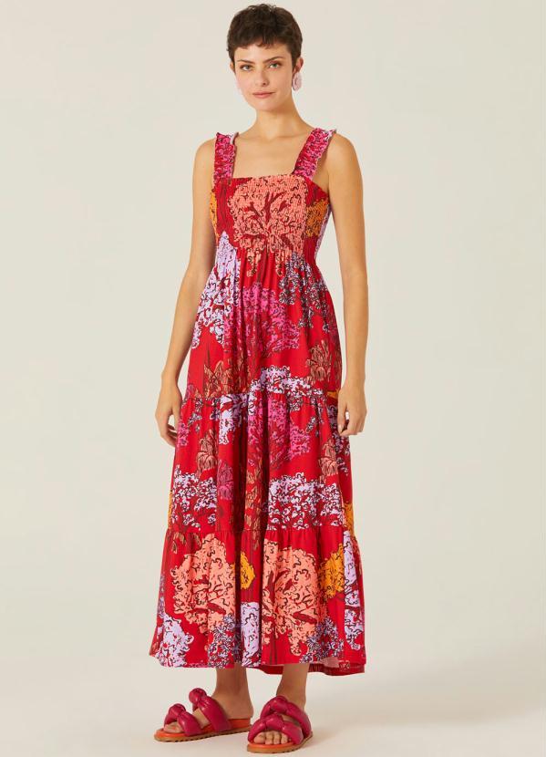 Malwee - Vestido Mídi Celebre a Natureza Vermelho