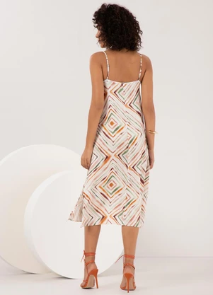 Lunender - Vestido Midi Chá com Alças Finas Branco - LUNENDER