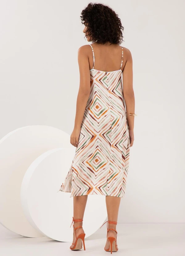 Lunender - Vestido Midi Chá com Alças Finas Branco 2