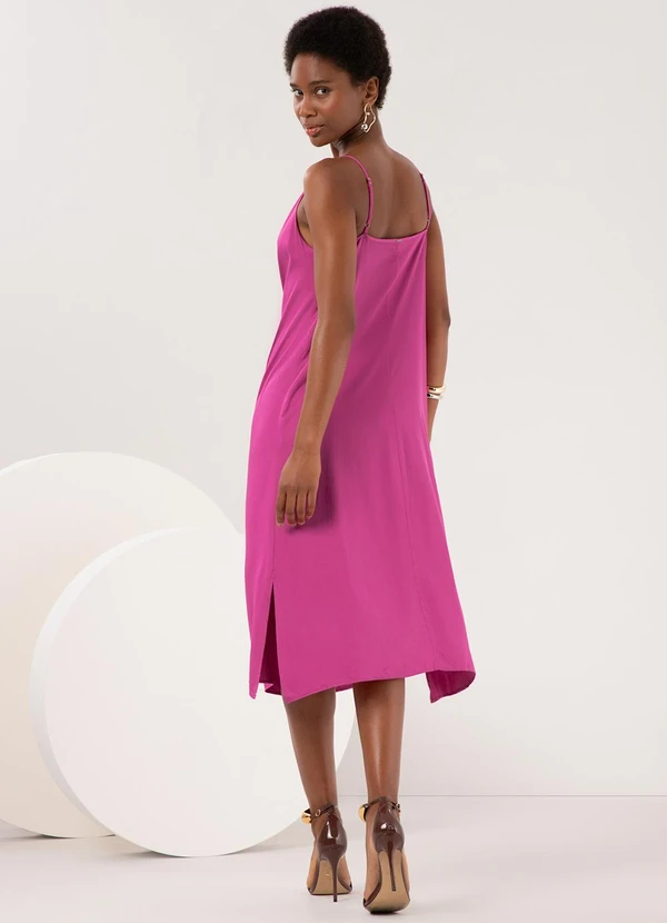 Lunender - Vestido Midi Chá com Alças Finas Rosa 2
