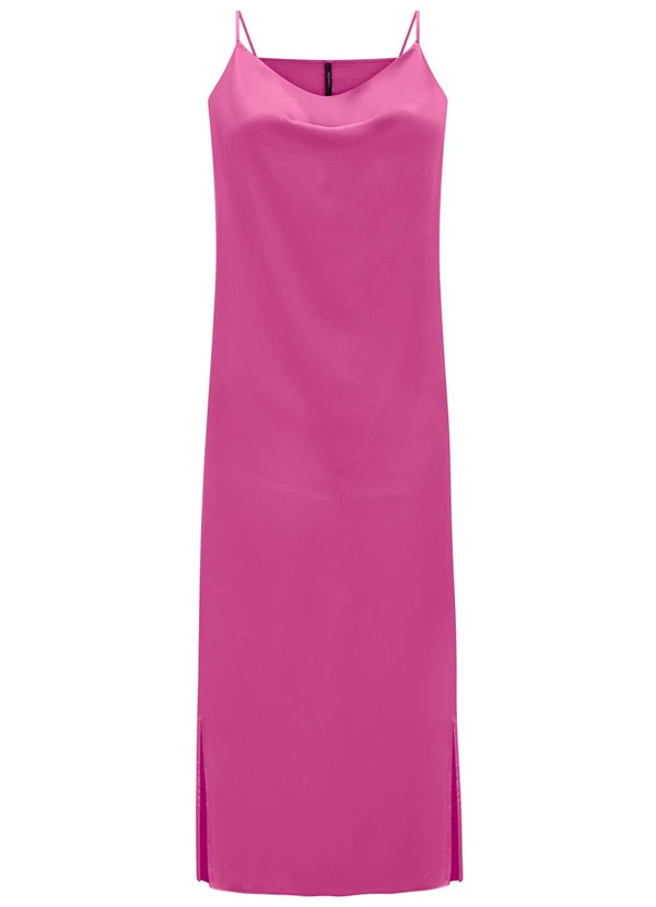 Lunender - Vestido Midi Chá com Alças Finas Rosa 4